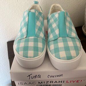 Isaac Mizrahi Live! Turquoise Checker Sneakers